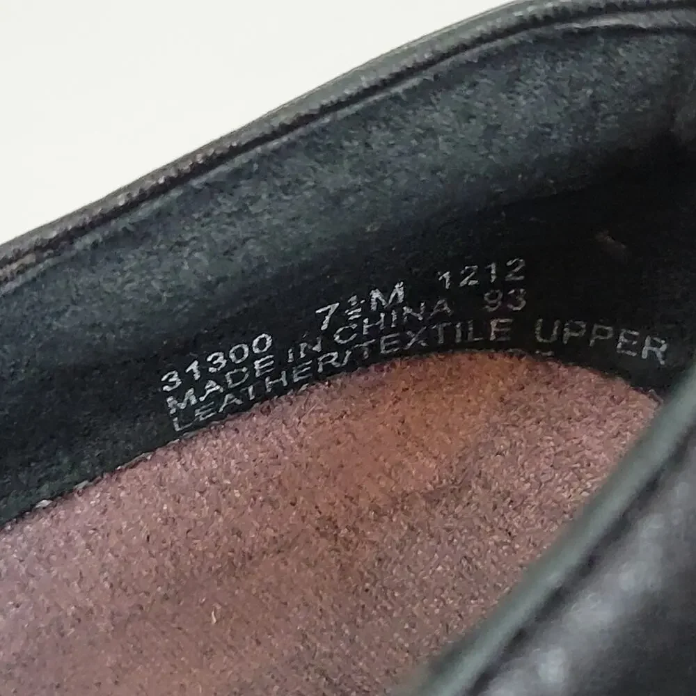 Clarks Womens Shoes Size 7.5 Black Leather Sugar Spice Heeled Slip On Pumps